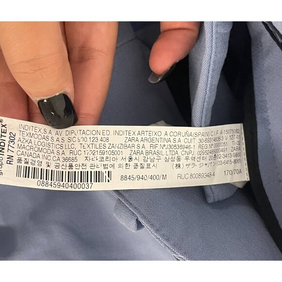 Zara Womens Pants Medium M Blue High Waisted Pleated Belted Trouser 8845/940 NWT - Picture 8 of 11